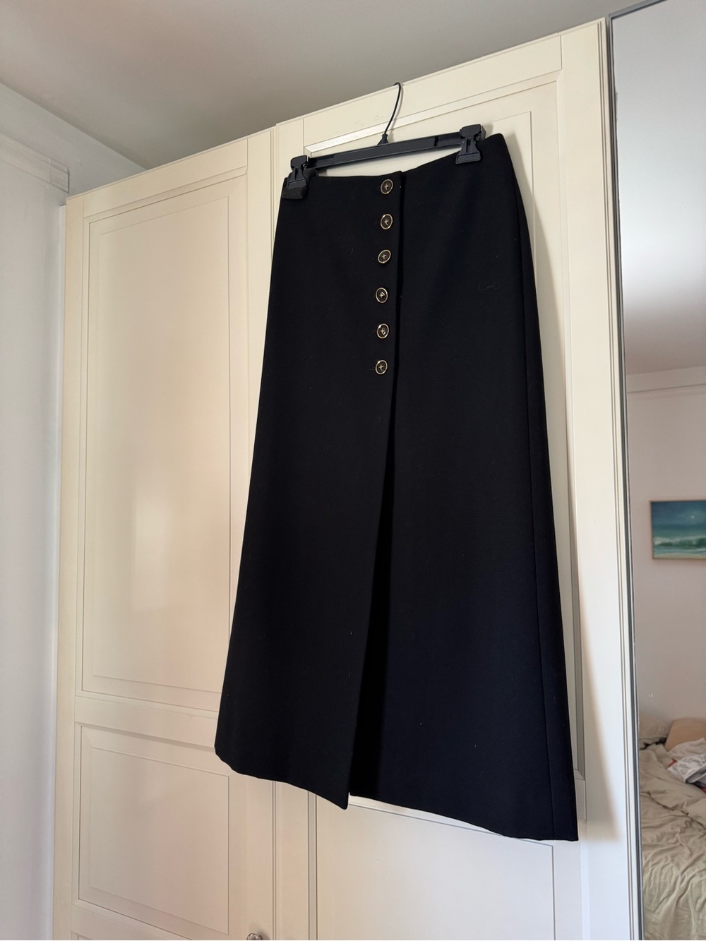 Marc Jacobs Black Midi Skirt with Front Buttons